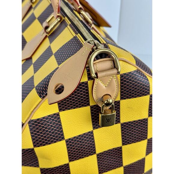 Louis Vuitton Speedy 55 Bandouliere Damier Pop Yellow and Brown Canvas - Picture 7 of 16